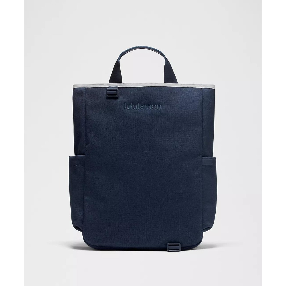Lululemon Racket Bag Backpack Tote Blue White Cotton Canvas Convertible 19L NEW - Picture 6 of 16